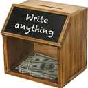 MyGift Tip Jar,Donation Box for Fundraising with Chalkboard Label and Keys, Wooden Suggestion Prayer Box with Slot and Lock for Church,Wedding