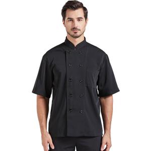 Nanxson Unisex Chef Coat Kitchen Short/Short Sleeve Chef Jacket for Men and Women CFM0001 Black Small