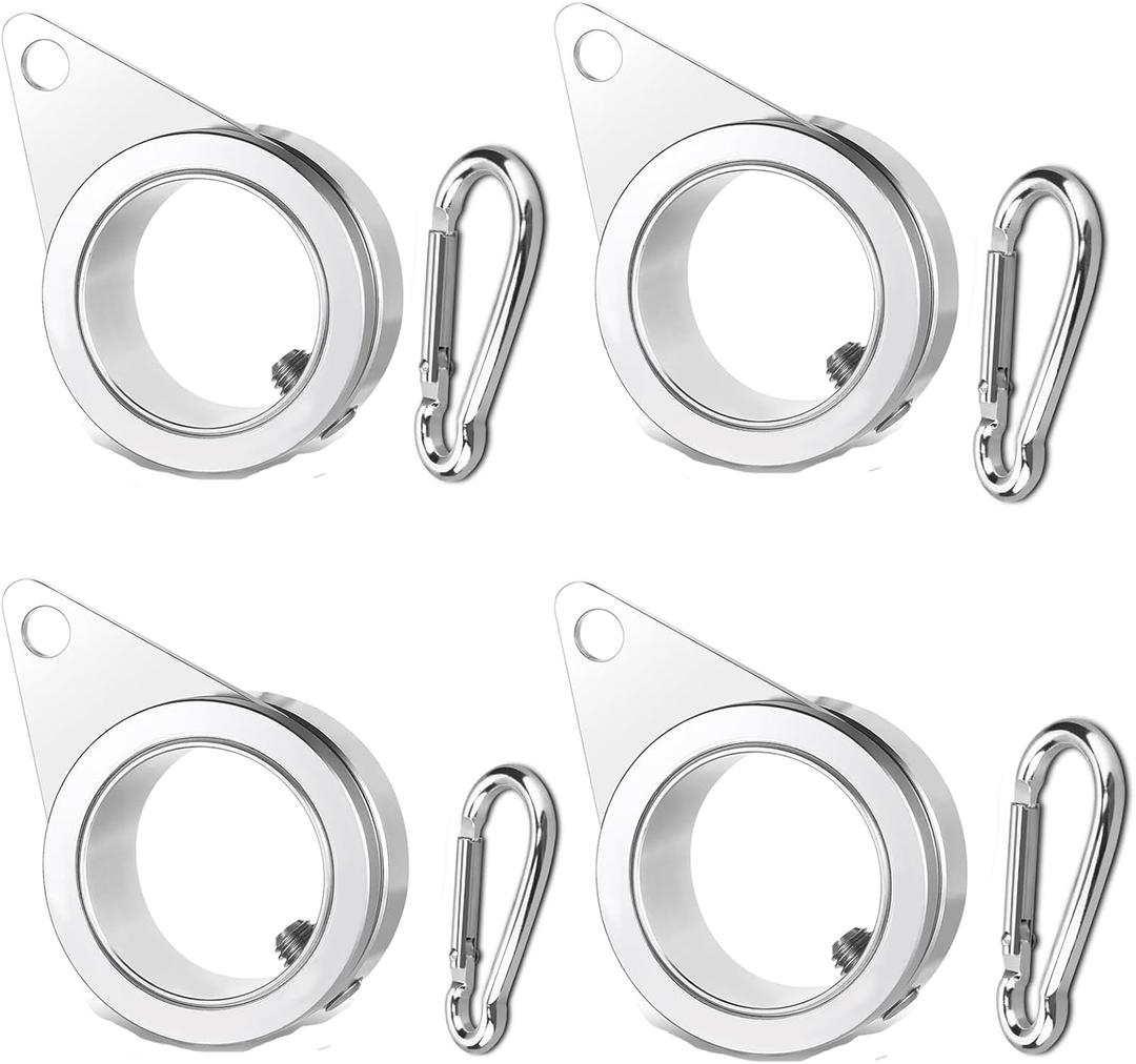 Anovo 1.25" Flag Pole Rings, Flagpole Rings Aluminum Alloy 360° Rotating Anti Wrap Flag Mounting Spinning Ring Clips for 1.02-1.25 Inch Diameter Flagpole (1.25 Inch -Pack of 4, Matte Silver)
