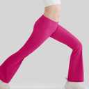DOCUMO Girls Flare Leggings with Pockets - Crossover Waist Bell Bottoms Bootcut Leggings for Girls Yoga Dance Athletic Pants.Size (M)