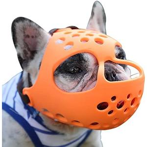 BARKLESS Short Snout Dog Muzzle, Soft Silicone Flat Faced Muzzle for French Bulldog Shih Tzu and Pug for Biting Chewing Licking and Grooming, Allows Panting