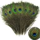 THARAHT 24pcs Peacock Feather Natural in Bulk 10-12 inch 25-30cm for Vase Craft Vase Wedding Home Party Christmas Day Decoration Peacock Feathers