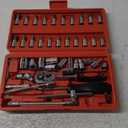 Egofine 46 Pieces 1/4 inch Drive Socket Ratchet Wrench Set, with Bit Socket Set Metric and Extension Bar for Auto Repairing and Household, with Storage Case