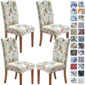 SPRINGRICO Chair Covers for Dining Room Set of 4, Stretch Dining Chair Cover, Washable Spandex Kitchen Parsons Chair Slipcovers, Green Chair Covers for Home or Party (4pack,Green Garden)