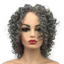 Wiginway Lace Front Wigs Short Grey-white Curly Wig Color Naturally Synthetic Heat Resistant