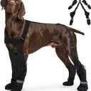 M Adjustable Dog Suspender Boots & Hiking Shoes, Waterproof Winter Snow Gear Boots with Anti-Slip Sole, Reflective Snowsuit Design That Helps Stay On for Cold Weather Adventures (Black)