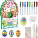 Oiuros Motorized Easter Egg Decorator Kit, Easter Egg Spinner Decorating Kit Easter DIY Eggs Spin Machine with 6 Eggs and 8 Colorful Markers for Adults Kids
