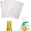 Cellophane Treat Bags, Small Cellophane Bags With Twist Ties,100 Pcs