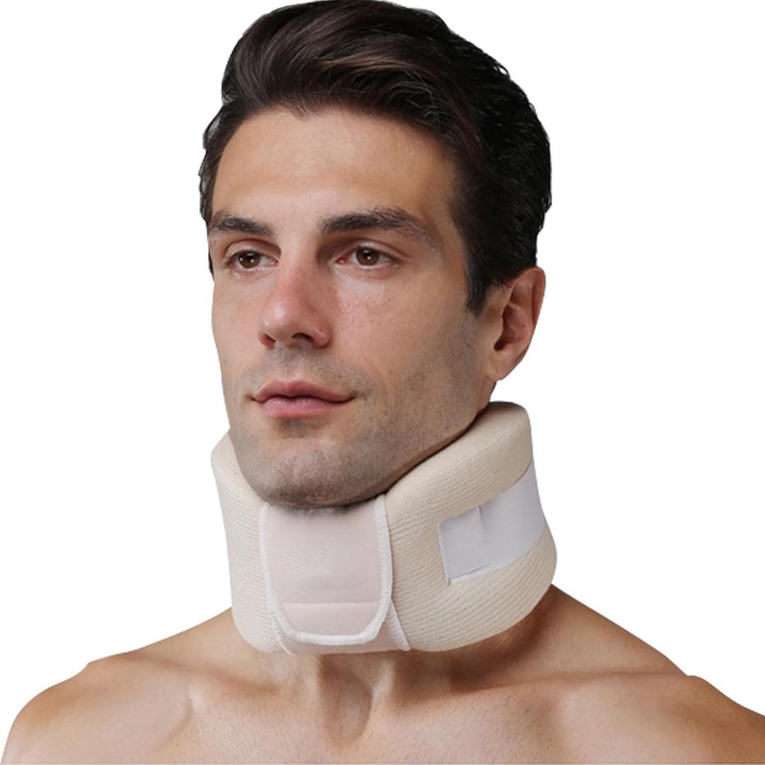 Neck Brace for Pain Relief and Support, Neck Support Brace For Men Women, Soft Foam Cervical Collar for Sleeping,Posture,Vertebrae Stable and Spine Pressure (Medium, Nude)