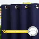 NICETOWN Canvas Outdoor Waterproof Patio Curtains, Rustproof Top and Bottom Grommets Thermal Insulated Fixed Vertical Drapes Windproof for Porch/Cabana, Dark Blue, W55 x L84, 2 Pieces