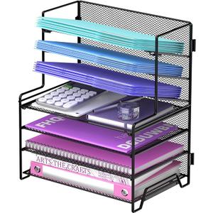 Reeplan 7 Tier Desk File Organizer, Letter Tray Paper Organizer, Metal Desktop Organizers and Accessories for Study and Workspace, for Home Office, Black