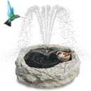 SAC SMARTEN ARTS Solar Fountain for Bird Bath with Solar Panel Resin Granite Rock Solar Water Fountain Pump for Bird Bath Outdoor Hummingbird Birdbath Fish Tank Pond with 5 Nozzles