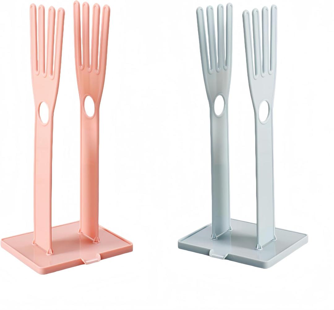 Kitchen Gloves Holder Dish Gloves Holder Reusable Plastic Washing Rack Sink Holder Stand, Pink and Blue