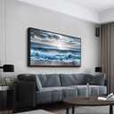 ERQINHUA Large Wall Decor For Bedroom Wall Art For Living Room Office Decor Blue Beach Sea Wave Paintings Sunrise Ocean Seascape Wall Pictures Canvas Artwork Modern Home Decor Black Frame 30x60 In