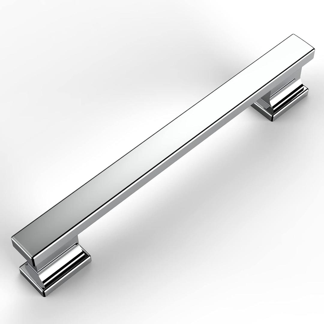 Amerdeco 10 Pack Polished Chrome Cabinet Pulls 5 Inch(128mm) Hole Centers Kitchen Cabinet Handles Hardware Centers Kitchen Handles for Cabinets Cupboard Handles Drawer Pulls