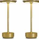 2 Pack Cordless Table Lamps Rechargeable, 5000mAh Portable LED Table Light, 3 Color Stepless Dimming Battery Powered Table Lamp, for Patio/Restaurant/Home/Outdoor(Brushed Gold)
