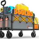 Yozoia 360LBS Heavy-Duty Wagons Carts Foldable 120L Collapsible Wagon Cart with Wheels and Tailgate, Folding Utility Wagon Carts for Groceries, Outdoor Camping, Shopping, Beach, Garden