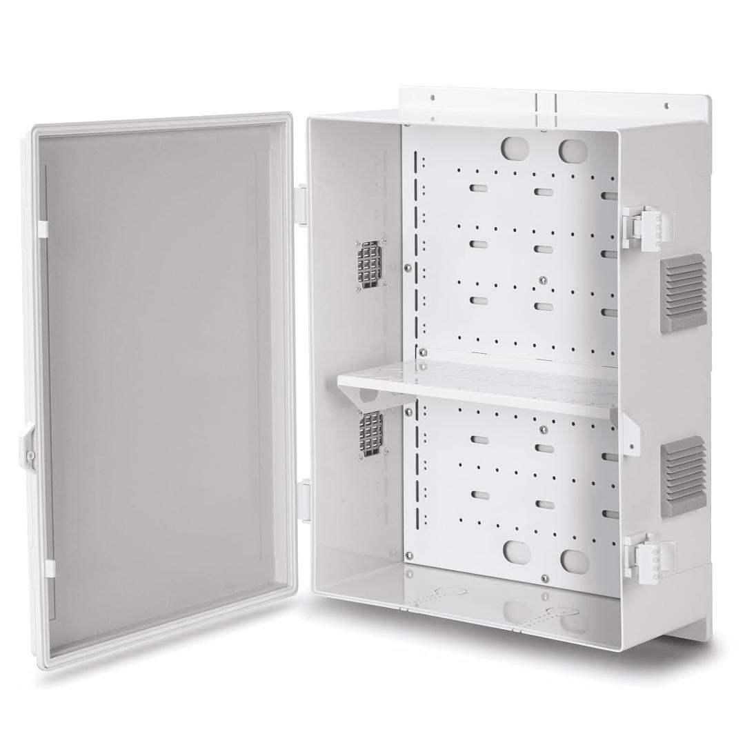 Outdoor Electrical Junction Box, ABS Water Resistant Enclosure with Internal Mounting Panel & Hinged Cover, 16.1" H* 12.2" L* 5.9" W
