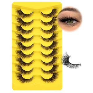 Natural Lashes Cat Eye False Eyelashes Wispy Mink Lashes that Look Like Extensions Fox Eye Lashes 9 Pairs by Zegaine