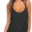 Tobrief Women's Sexy V Neck Halter Spaghetti Strap Backless Cami Tank Top (Gray, S)