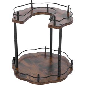 12-Inch Spice Rack Lazy Susan, 2-Tier Height Adjustable Revolving Spice Organization for Cabinet for Kitchen Cabinet, Pantry, Countertop, Dining Table, Bathroom (Black, Dark Brown)