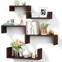 SRIWATANA Floating Shelves for Wall, Wall Shelves for Bathroom, Bedroom, Living Room, Kitchen, Office, Wood Shelves for Home Decor Set of 5 (Dark Walnut)