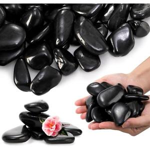 SOUJOY 15LBS Black River Rock, 1-2 Inch Pebbles for Plants, Natural Polished Decorative Stone for Landscaping Outdoor, Flower Bed Fish Tank Gravel Garden Home Decor
