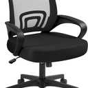 Yaheetech Mid-Back Mesh Office Chair Adjustable Ergonomic Computer Task Chair Swivel Rolling with Lumbar Support Armrest for Home Office Work Study, Black