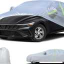 Waterproof Car Cover for Hyundai Elantra (2011-2025), All Weather Custom-fit Car Cover with Zipper Door & Windproof Bands for Sun UV Rain Dust Snow Wind Protection Scratch Resistant