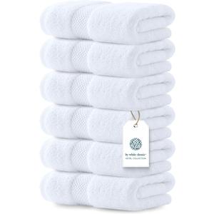 Luxury White Hand Towels - Soft 100% Turkish Cotton | Highly Absorbent Hotel spa Bathroom Towel Collection | 16x30 Inch | Set of 6, Standard
