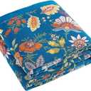 Fall Throw Blanket for Couch, Blue Boho Decorative Throw Blanket, 100% Cotton Muslin Breathable Woven Farmhouse Blankets Quilt, 60"x80" Reversible Lightweight Blankets Bohemian Throw Quilt