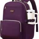 LOVEVOOK Laptop Backpack for Women with Pouch Pocket for Large Capacity Cup,17 Inch Laptop Computer Bag Travel Backpack Purse,Waterproof Work Business Backpack College Teacher Bags,Dark Purple