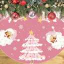 Christmas Tree Skirt Pink Tree Skirts Santa Claus Xmas Mat 48 Inch Pink Christmas Holiday Decorations Indoor Outdoor Party Decor New Year's Party Decorations
