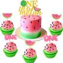 JeVenis 25 PCS Watermelon Cupcake Topper One in a Melon Cake Decoration One in a Melon Birthday Decoration