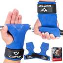 Weight Lifting Wrist Strap, Double Layer Leather Wrist Strap for Deadlift and Powerlifting, Adjustable Neoprene Padded Gym Workout Lifting Hooks (Pair) (Blue)