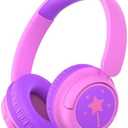 iClever BTH22 Kids Bluetooth Headphones, 60H Play Time, 74/85 dBA Safe Volume, Bluetooth 5.4, USB C, Over Ear Kids Headphones Wireless with Mic AUX Cord for iPad/Tablet/Travel/School, Magenta