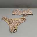 ZAFUL Women's Leopard Bikini Set V Wired Animal Print Ribbed Colorblock Swimsuit High Cut Two Piece Swimwear XL