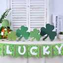 St Patricks Day Decorations Wooden Shamrock Decor Set, 4pcs Gradient Green St. Patrick's Day Irish Lucky Table Decoration for Home Office Tiered Tray Centerpiece (Green)