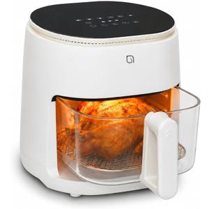 WILLOW Eco Series 6 in 1 Air Fryer with Glass Basket, 5 Quart Non Toxic Air Fryer w Digital Display, 430°F Max Temp, Preheat & Keep Warm Function, Compact + Dishwasher Safe Glass Airfryer - WHITE, 5QT