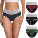 Leakproof Incontinence Underwear for Women, Washable Reusable Cotton Briefs with Heavy Absorbency 50200ml, Bladder Control Panties for Postpartum, Menopause (Multi Color, Large)