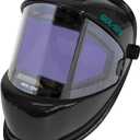 WHA100 Auto Darkening Welding Helmet-CE EN175 Certification-Solar&Battery Power-4 Sensors，0.04ms Response Time-Optical grade 1/ 1/ 1/ 2-True Color Wide View Screen-Shade 8~12 for SMAW, MIG, TIG, GTAW