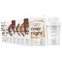 Oats Overnight Chocolate Variety Pack - High Protein, High Fiber Breakfast Protein Shake - Gluten Free, Non GMO Protein Oatmeal - Smores, Dark Chocolate Sea Salt & More (8 Pack + BlenderBottle) (2.6 Ounce (Pack of 9))