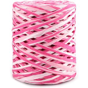 G2PLUS Colored 525 Feet Raffia Paper Ribbon, Colored Packing Paper String, Pink Raffia Ribbon for Gift Wrapping, DIY Decoration, Mother's Day and Valentine's Day