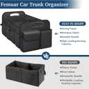 Femuar Car Trunk Organizer with Large Capacity Waterproof Car Accessories for Women & Men, Collapsible Trunk Organizer for Suv/Jeep/Sedan (Black, Standard)