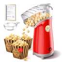 Air Popper Popcorn Maker,Butter Melter.3Minute Quick Popcorn,OilFree And EasyTo Clean. Air Popcorn Machine  Perfect for family movie nights and kids' parties, bright red