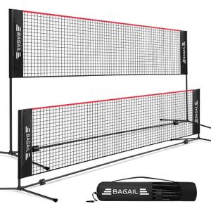 BAGAIL Badminton Net, Height Adjustable (Up to 5.1'), 14ft, Red