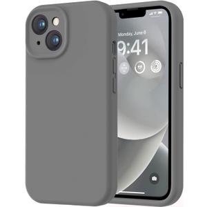 LOVE 3000 Designed for iPhone 14 Case, Premium Silicone with [Soft Anti-Scratch Microfiber Lining] Shockproof Protective Phone Case for Men Women Girls 6.1", Dark Grey