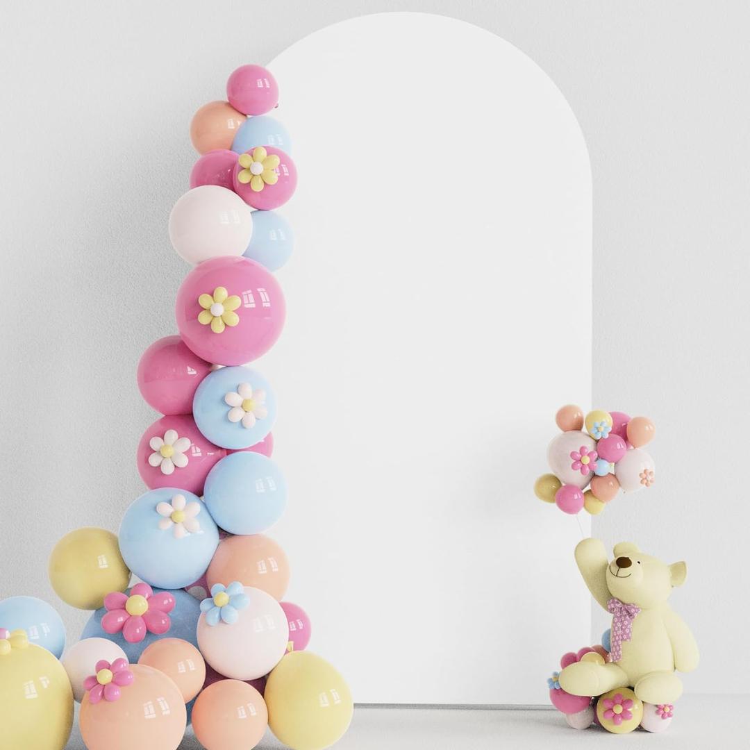 Putros Wedding Arch Cover 7.2FT White Spandex Fitted Round Top Chiara Backdrop Stand Covers for Birthday Party Decoration