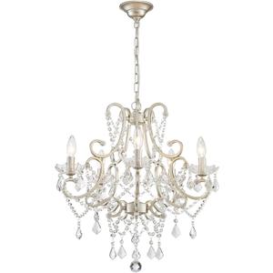 Crystal Chandelier, 5-Light Modern Chandelier for Dining Room Light Fixture, Nickel Finish Pendant Ceiling Light Fixture, Modern Candle Chandelier for Living Room Kitchen Island Entryway Bedroom, 27" High 22.7" Wide