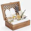 Mela Artisans Extra Large Wooden Keepsake Box | Medium Burnt & Handcrafted Decorative Storage Chest for Jewelry, Photos & Trinkets | Vintage Style Storage Box| Trellis Design | 10.5x7.5x4